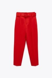 HIGH-WAISTED BELTED PANTS at Zara